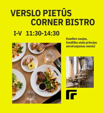 verslo pietūs corner hotel viešbutyje